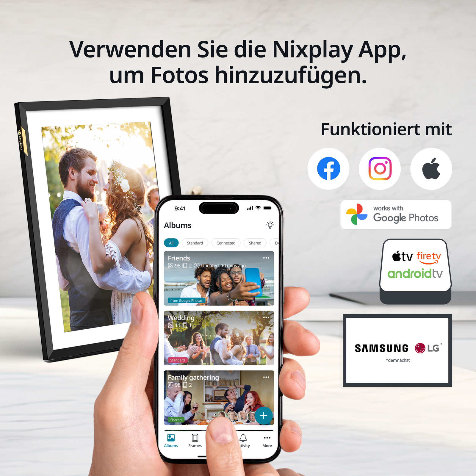 15,6 Zoll HD Touchscreen WLAN mattierten Digitaler Bilderrahmen