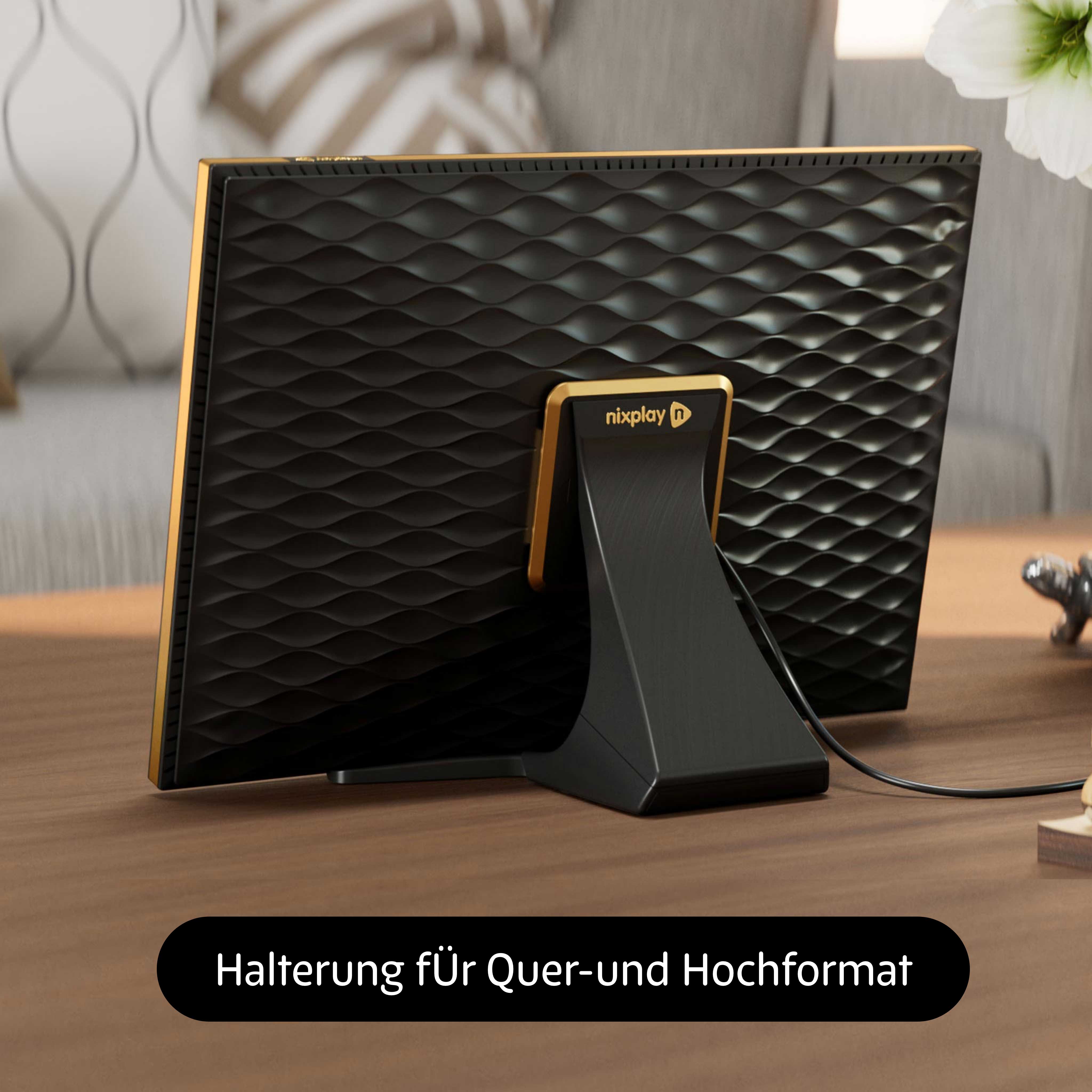 10 Zoll HD Touchscreen WLAN Digitaler Bilderrahmen - Schwarz/Gold