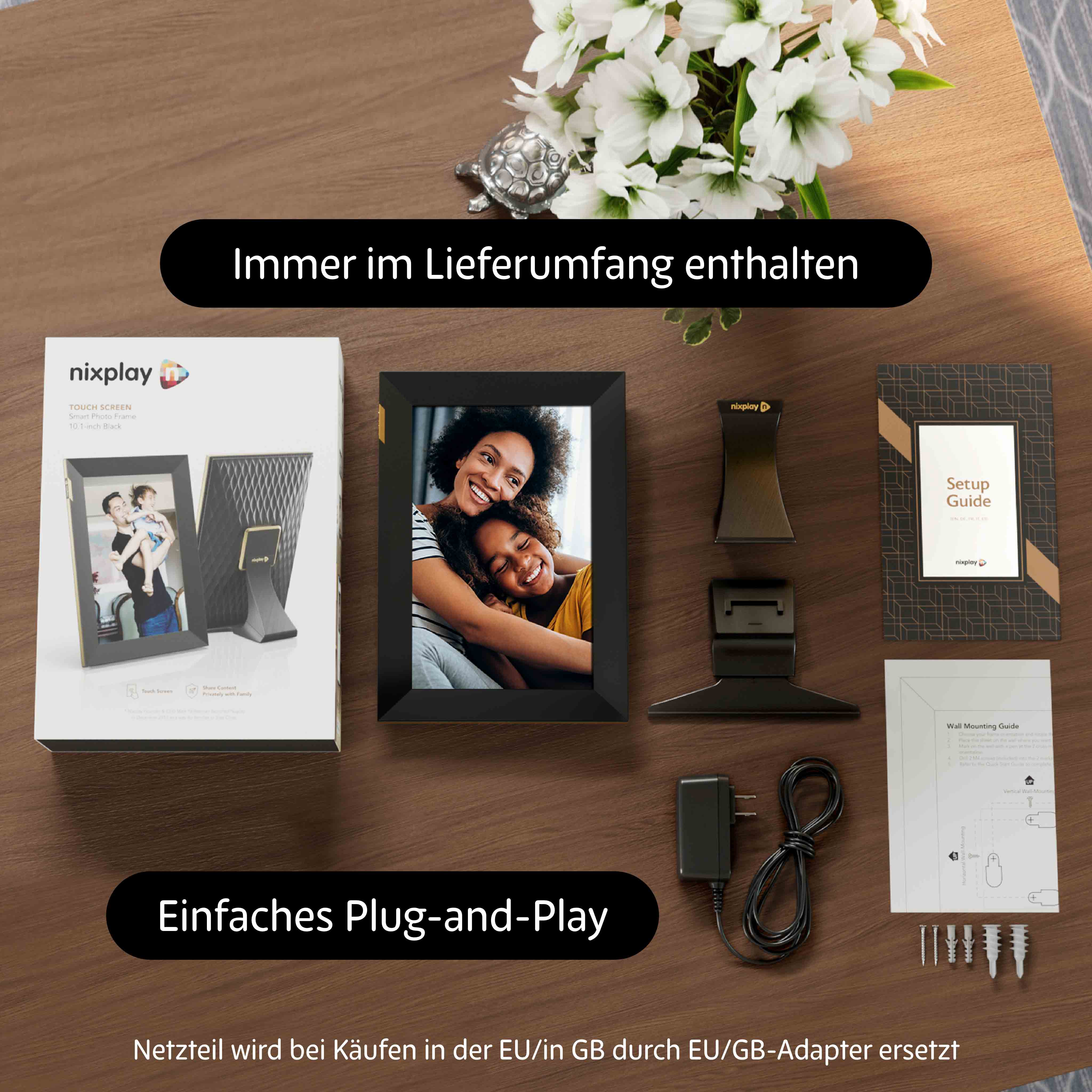 10 Zoll HD Touchscreen WLAN Digitaler Bilderrahmen - Schwarz/Gold